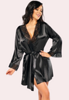 Sexy Black Silk Robe for Women, Perfect for Hot Nights