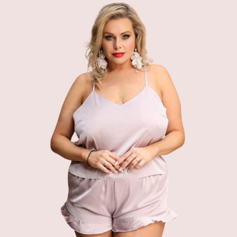 Comfortable Plus Size Cami Shorts Sleepwear Set, NikkiandNaomi